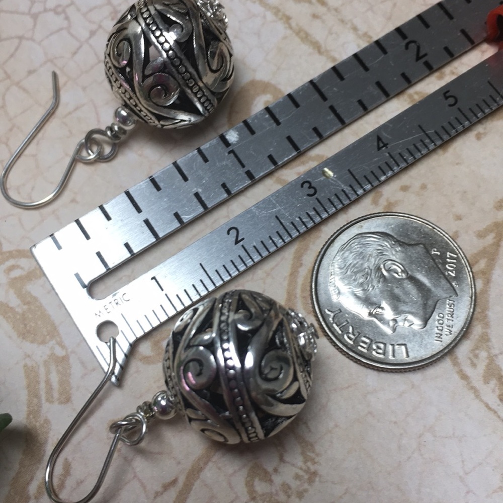 925 wires lightweight swirly ball earrings silver - Picture 4 of 4
